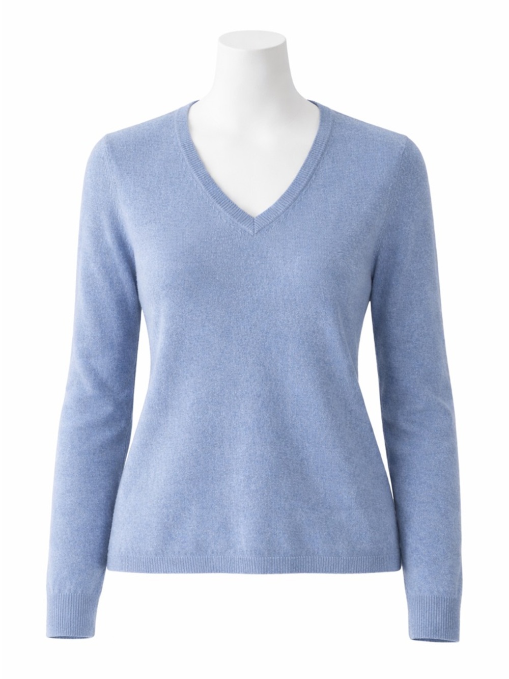 Size L Lord & Taylor Women’s Cashmere V Neck Sweater Blue Classic Soft
